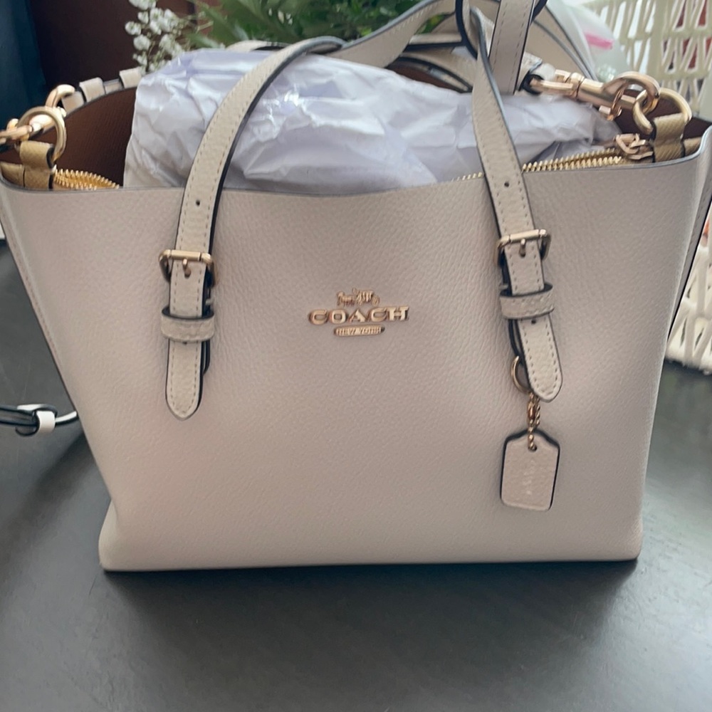 Beautiful pebbled leather medium coach bag and wallet